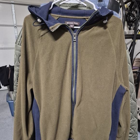 Michael Kors Men's Olive and Navy Fleece Zip Up Size XXL - Picture 1 of 5